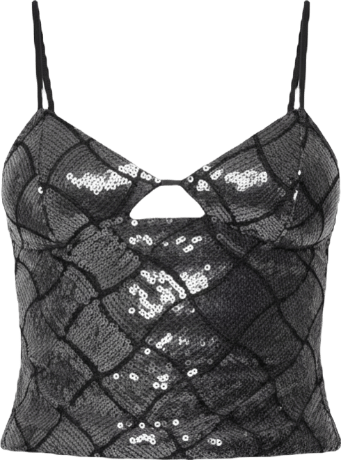 Women's Stajie Diamond Sequin Cut Out Top