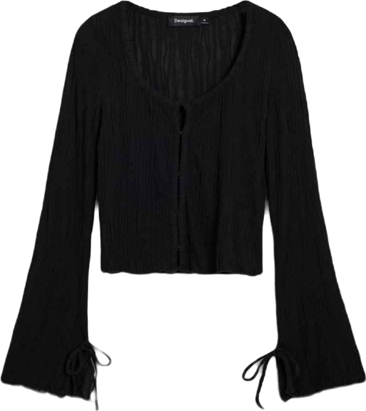 Women's T-shirt with snap buttons and tie