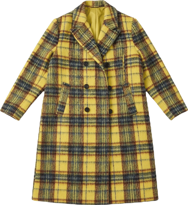 Women's Checked Wool Blend Maxi Coat