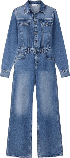 Women's Denim Shoulder Pad Boilersuit