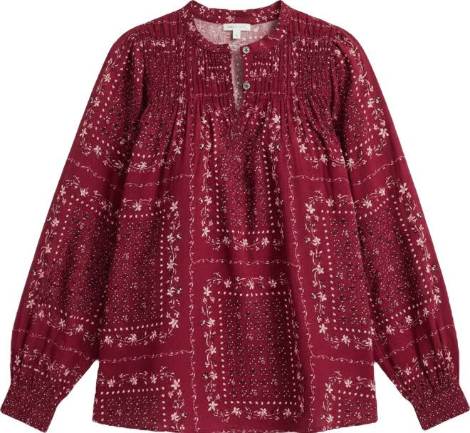 Women's Cotton Smocked Printed Top, Macy's Exclusive