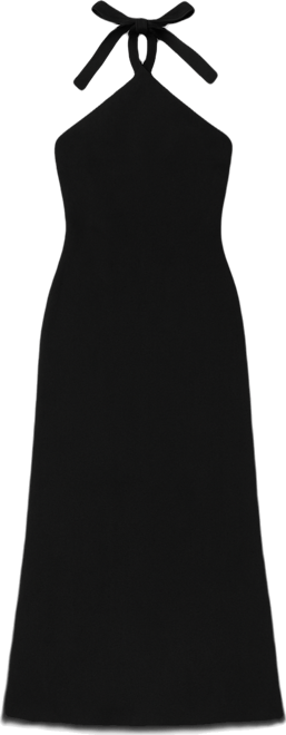 Juniors' Solid Halter Neck Back Tie Midi Dress