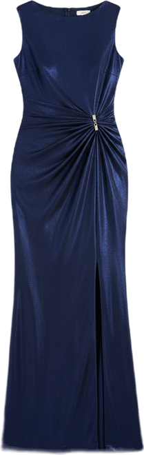 Women's Buckle-Trim Metallic Jersey Gown