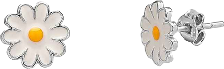 Enamel Daisy Stud Sterling Silver Earrings