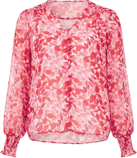 Petite Button-Front V-Neck Blouse