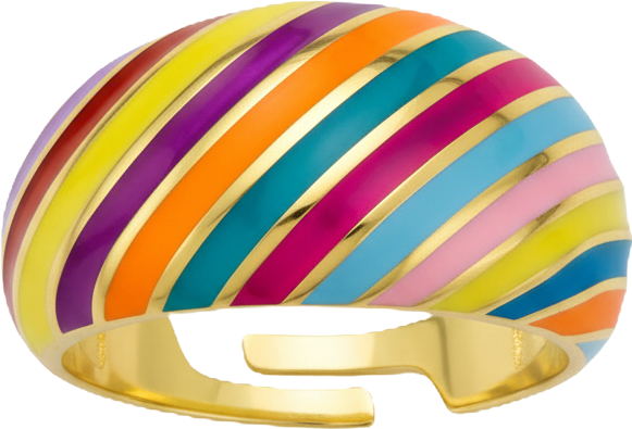Enamel Rainbow Stripe Chunky Sterling Silver Ring