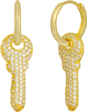 Key Gold Color Hoop Sterling Silver Earring