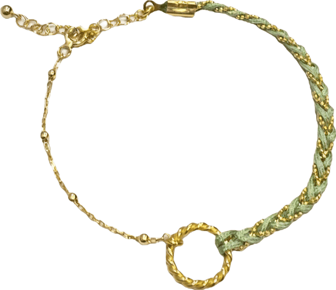 Handmade Rope Braided Sterling Silver Beaded Chain Bracelet