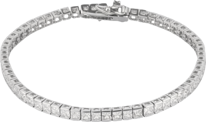 Sterling Silver Square Rectangular Tennis Bracelet