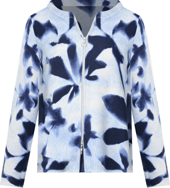 Women's Abstract Floral Zip Cardigan