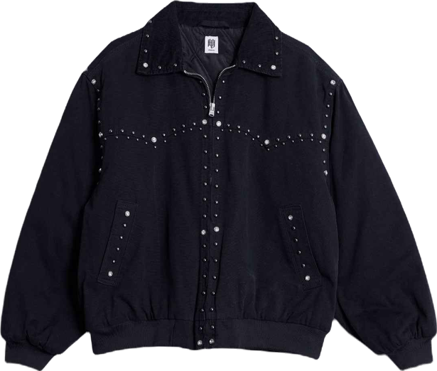 Studded Work Jacket - Washed Black | mnml