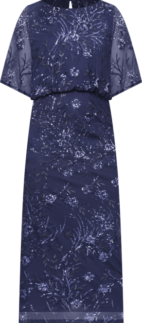 Women's Sequined Blouson Midi Dress