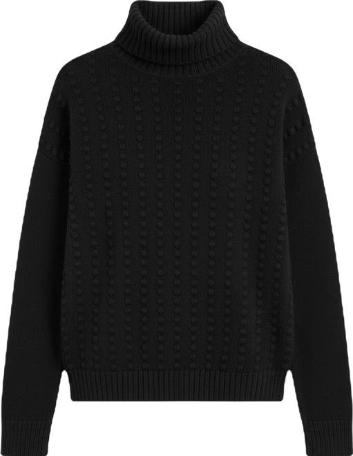 Women's Turtle Neck Bobble Stitch Long Sleeves Sweater