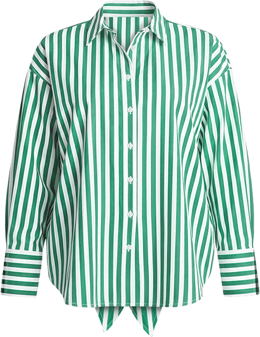 Women's Striped Tie Back Button Up Top