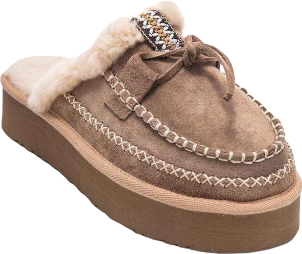 Yalina Leather Platform Moccasin Slippers (Women)