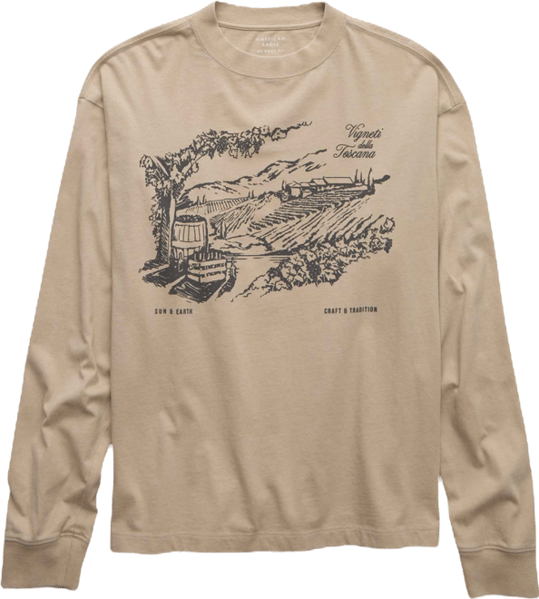 AE Boxy Long Sleeve Graphic T-Shirt | AE