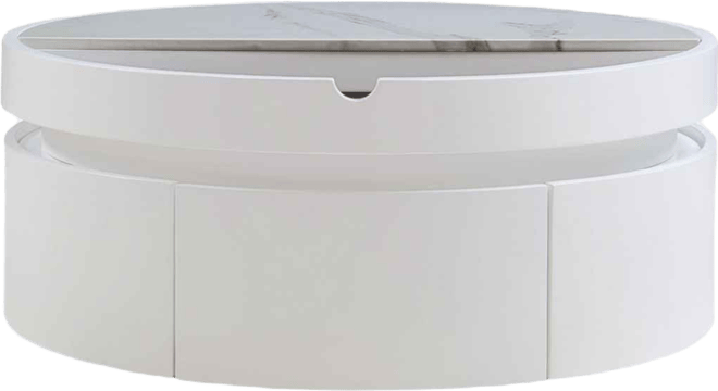 Streamdale White Round Lift Coffee Table, Marble/Wood Top, 29.5"