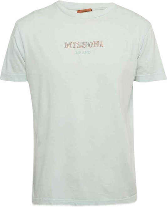 Men's Blue Logo Embroidered Jersey T-Shirt