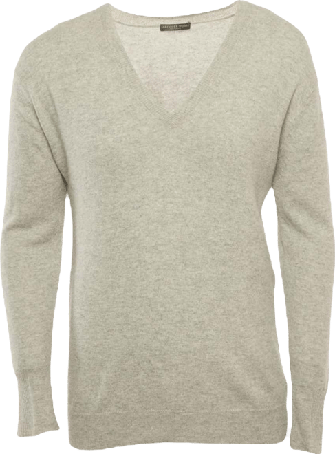Men's Grey Knit V-Neck Sweater