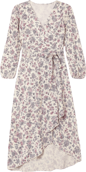 Women's V-Neck Belted Asymmetric-Hem Dress