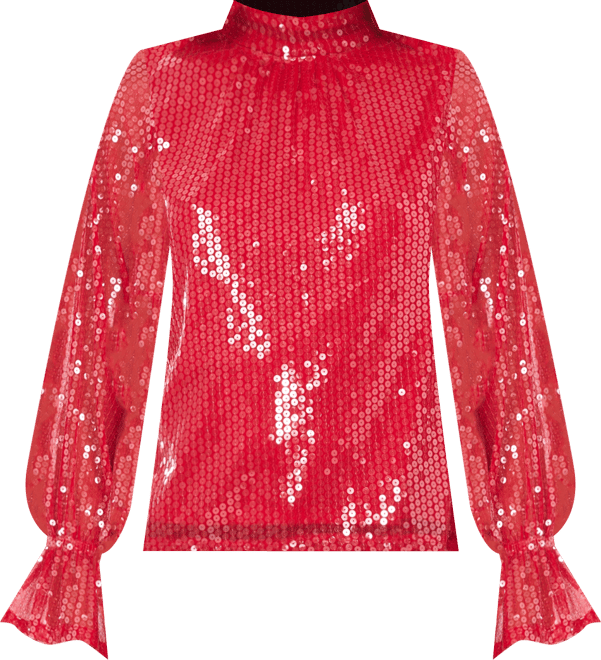 Women's Sequin Draped-Back Mock-Neck Top