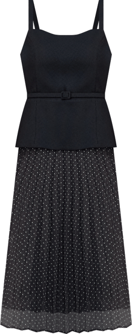 Women's Sleeveless Belted Pleated Skirt Dress