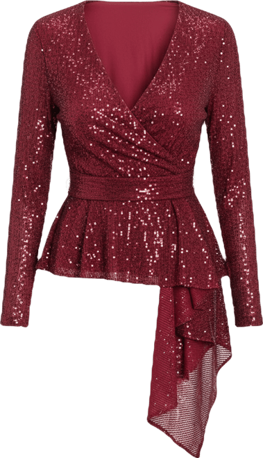 Women's V-Neck Sequin Embellishment Top