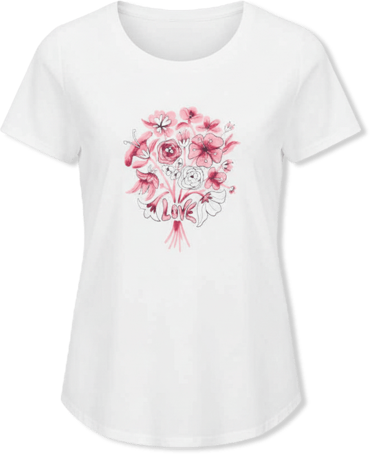 Petite Love Flowers Perfect Crewneck T-Shirt, Macy's Exclusive