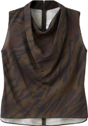 Women's Draped Collar Animal-Print Blouse