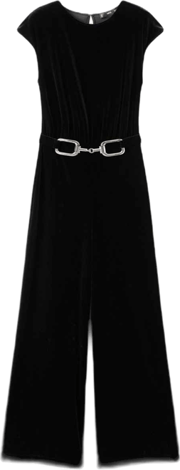 Women's Velvet Belt Jumpsuit