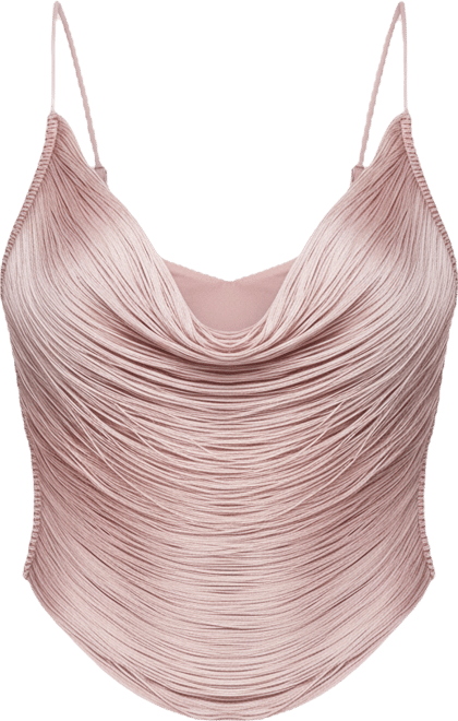 Womens Elenie Fringed Cowl Neck Top