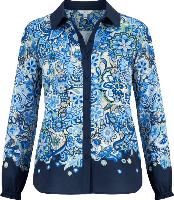Women's Paisley Button-Front Blouse
