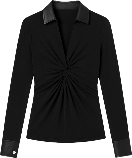 Women's Twist-Front Contrast-Trim Pull-On Top