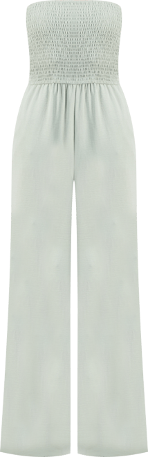 Juniors' Smocked Strapless Jumpsuit