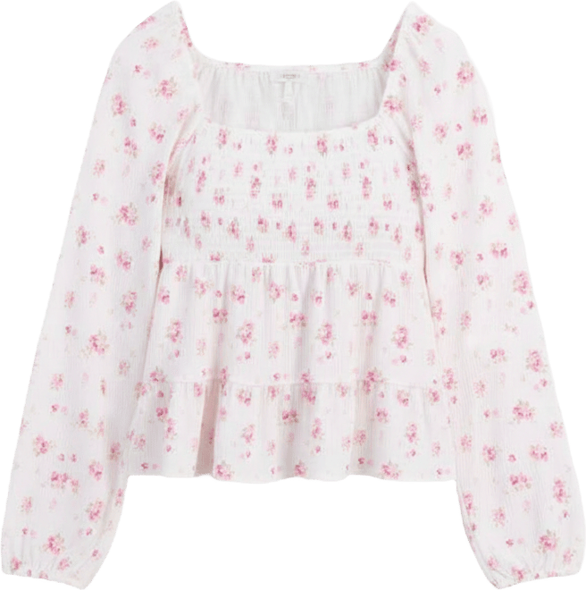 Juniors' Floral Tiered Babydoll Top