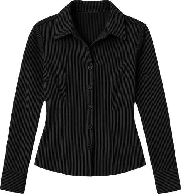 Women's Pinstripe Tailored Button Up Shirt