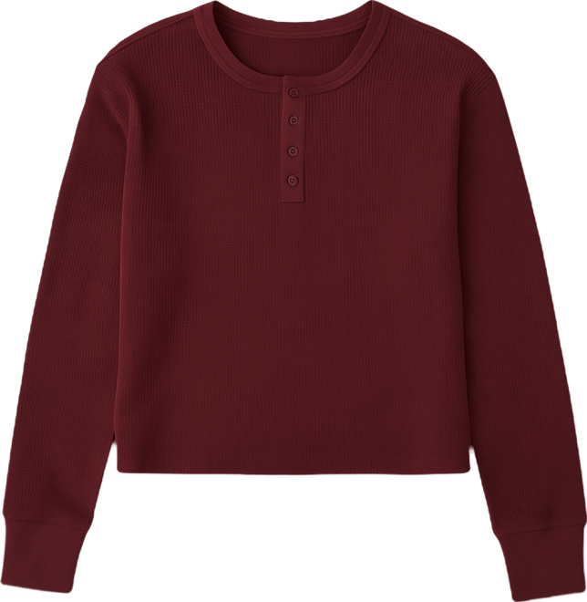 Women's Deni Long Sleeve Henley Waffle Top