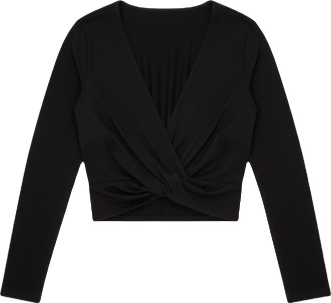 Women's Draped V Neck Long Sleeve Top
