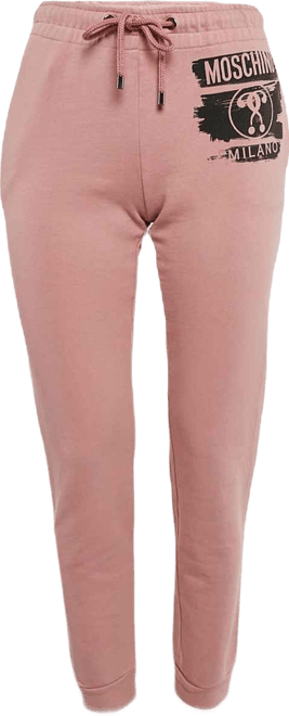 Women's Pink Logo Print Cotton Sweatpants