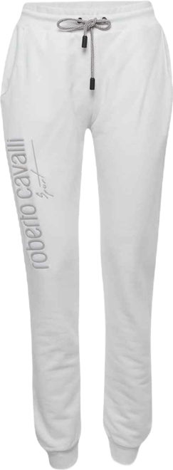 Pre-Owned Roberto Women's Cavalli Sport White Logo Print Cotton Joggers