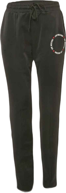 Women's Black Logo Printed Jersey Track Pants