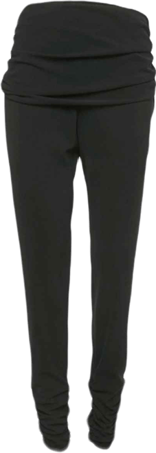 Women's Cheap And Chic Black Crepe Ruche Detail Trousers