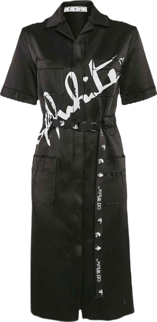 Women's Printed Satin Button Front Belted Tokyo Dress