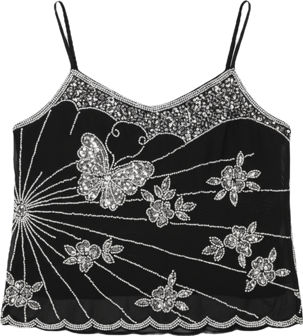 Women's Opal Bead & Sequin Chiffon Tank Top