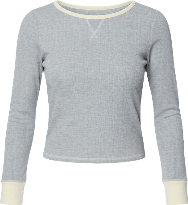 Women's Rora Contrast Long Sleeve Waffle Top