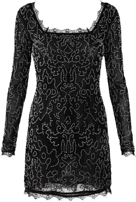 Women's Hand Embellished Lace Mini Dress