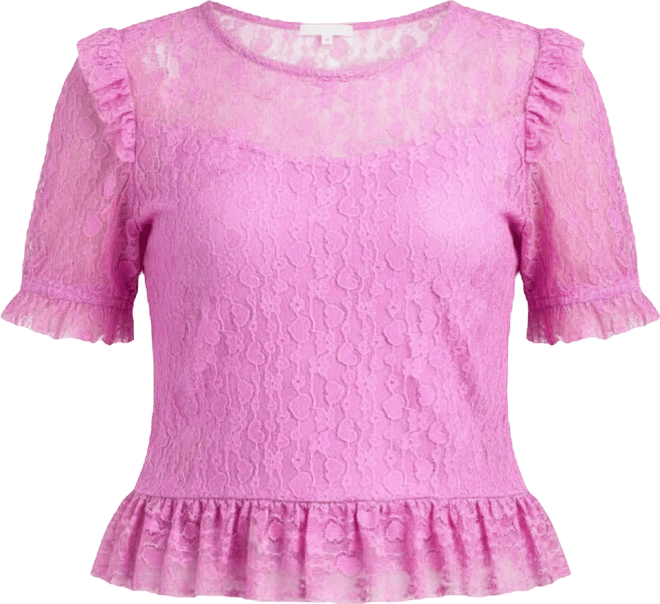Junior's Heart Lace Puff Short-Sleeve Top