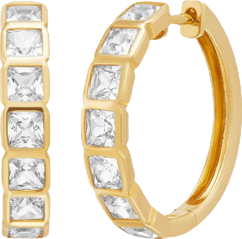 White Sapphire Hoop Earrings (2-1/2 ct. t.w.) in 14k Yellow Gold-Plated Sterling Silver