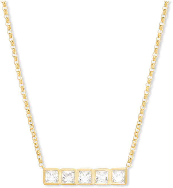 White Sapphire Bar Necklace (1-1/3 ct. t.w.) in 14k Yellow Gold-Plated Sterling Silver