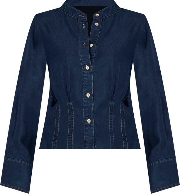 Women's Pleat Detail Long-Sleeve Top